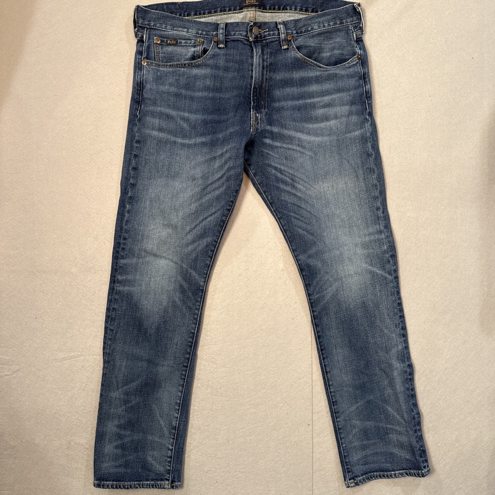 Polo Ralph Lauren Varick Slim Straight Jeans Mens 35x32 Blue Stretch Denim